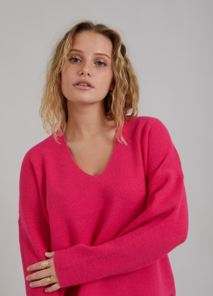 Coster Copenhagen, V-neck knit, neon pink